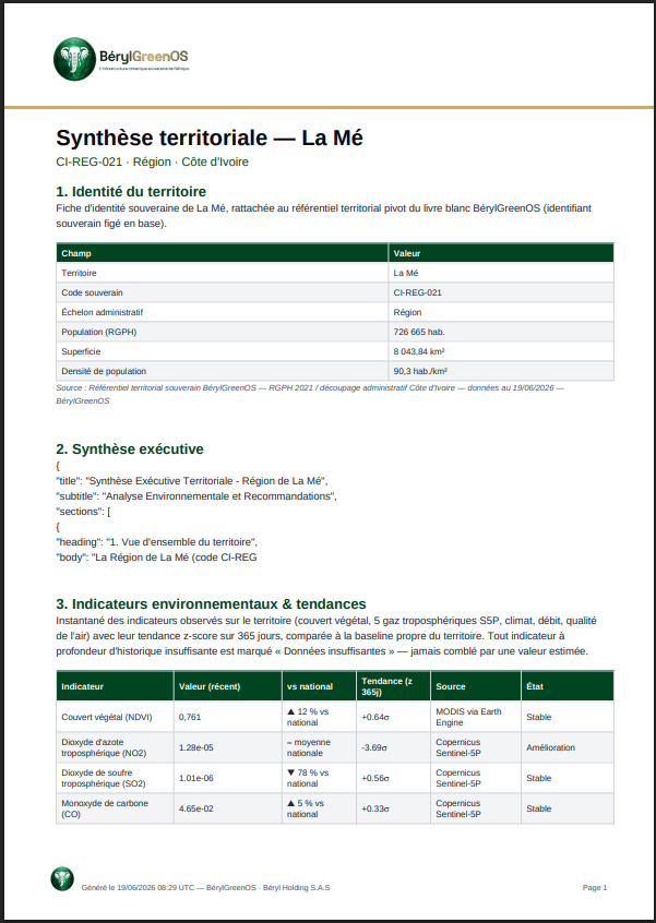 Synthèse régionale